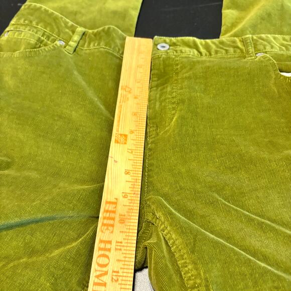 J.Jill Slim Leg Stretch Corduroy Pants Women’s 14 Chartreuse Green Soft Cotton - Picture 5 of 7